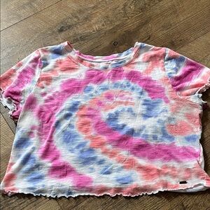 Hollister Tie-Dye Crop Tee in Pink, Blue & Coral